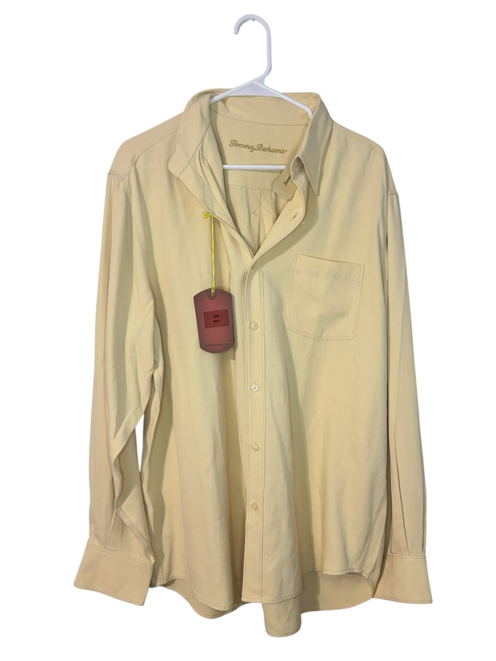 Tommy Bahama NWT 100% Silk Beige Short Sleeve Camp Shirt Men's L